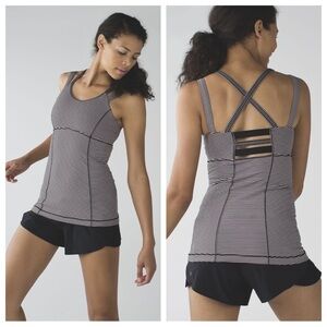 Lululemon Happy Strappy Tank, Mini Pop Stripe Black Mink Berry,  Size 2
